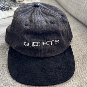 Supreme Black and Charcoal Two-Tone Script Logo Cap